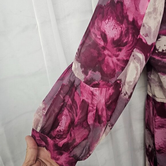 BCBGeneration Pink Purple Floral Mini Dress Coquette Romantic Floral Ruffled M - Picture 3 of 10